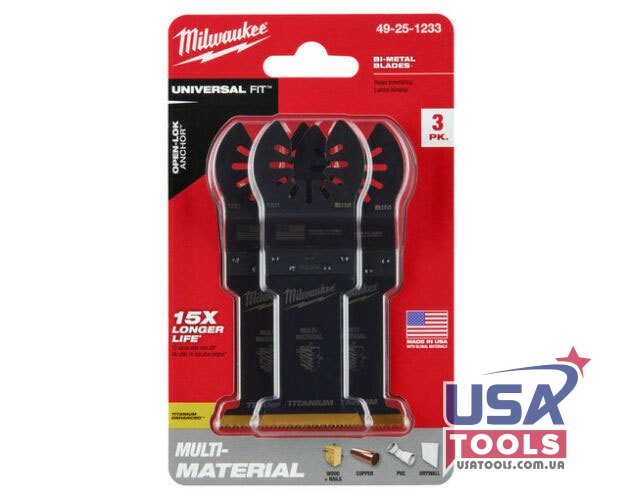 Набор из 3 титанированных полотен по всем материалам для мультитула Milwaukee 49-25-1233
