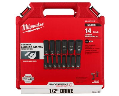 Преміум набір 14 шт ударних подовжених головок 10-27 мм 1/2' в кейсі Milwaukee 49-66-7014