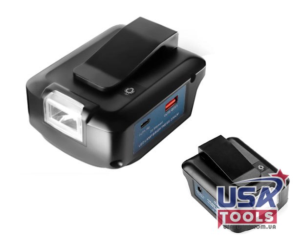 Адаптер на акумулятори Bosch 18V Led 230 lm + USB-C 22.5W + USB QC 3.0 + 12V 3A
