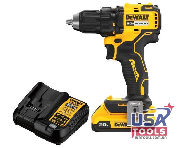 Дриль-шурупокрут компактний безщітковий 57 нм (1 х 2.0 Аг) 18/20В Li DeWALT DCD793D1 (комплект)
