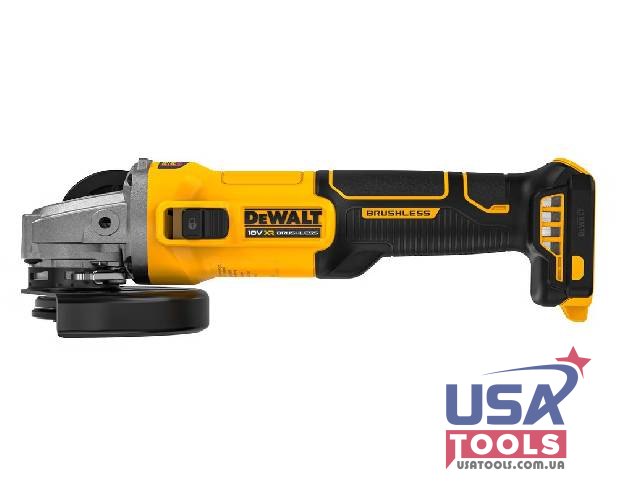 Безщіткова кутова шліфмашина з кнопкою-фіксатором 1000W OUT 18/20В Li EU DeWALT DCG407N (без акб)